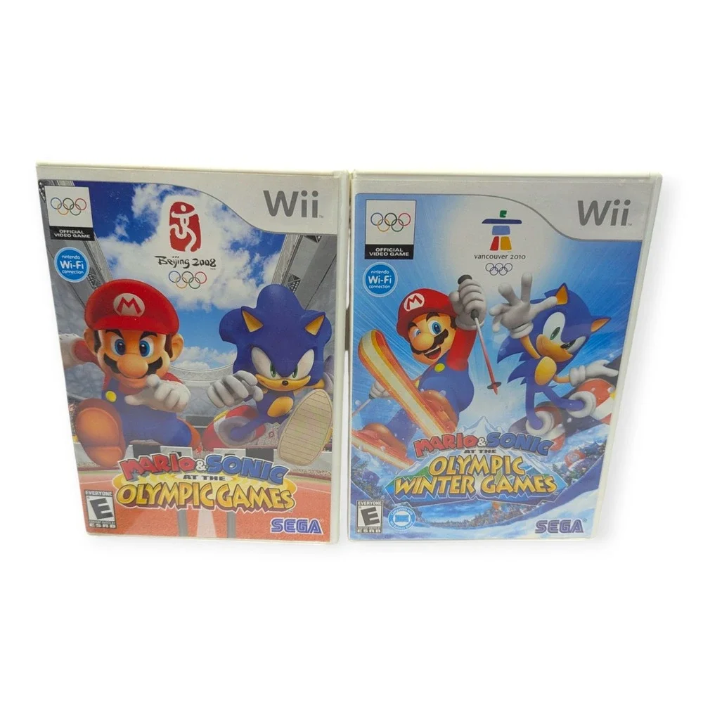 Nintendo Wii Mario & Sonic Olympic Games Bundle Beijing 2008 Vancouver 2010 SEGA
